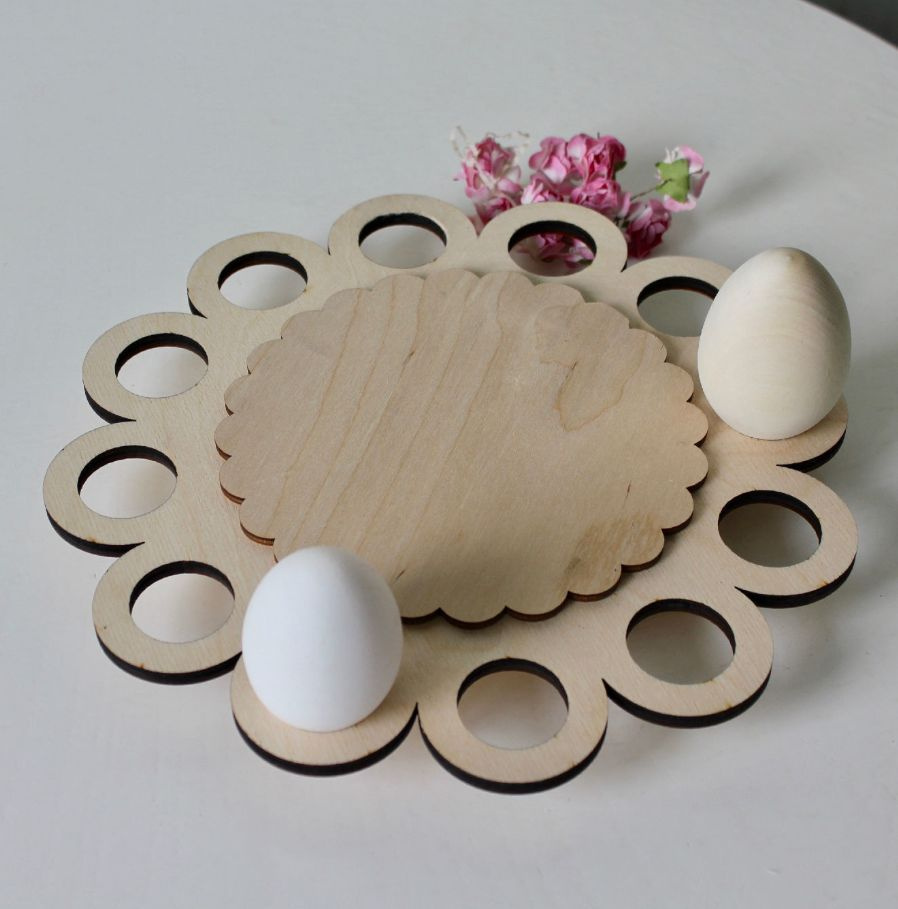 Подставка для кулича и пасхальных яиц деревянная круглая  #1