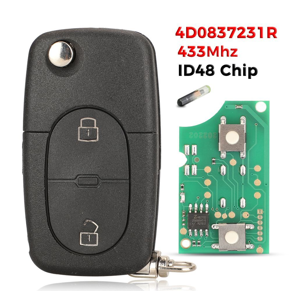 Jingyuqin 4D0837231R дистанционный ключ 433 МГц ID48 чип для Audi A3 A4 A6  A8 TT 2 кнопочный Складной автомобильный ключ контроллер 4D0 837 231 -  купить с доставкой по выгодным ценам в интернет-магазине OZON (929383401)