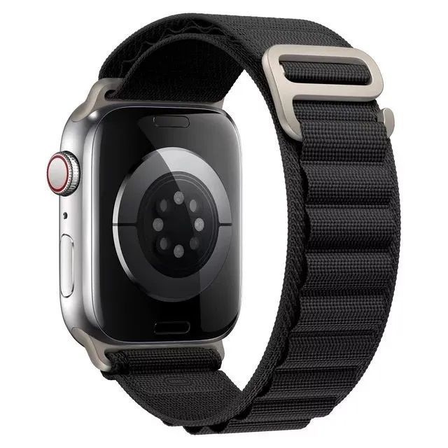 Ремешок для Apple Watch 42mm 44mm 45mm 49mm, тканевый черный — купить в  интернет-магазине OZON с быстрой доставкой