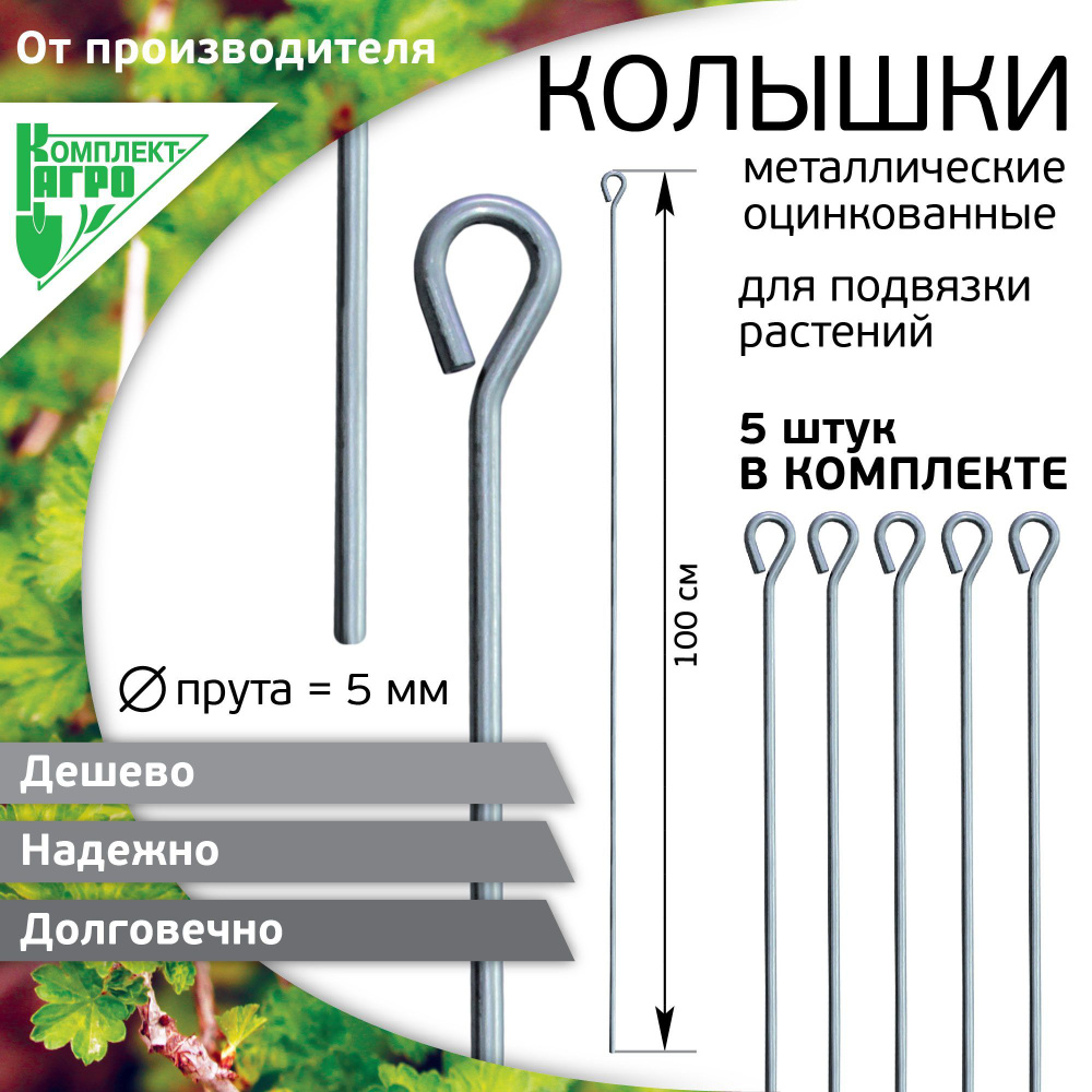 Колышки для подвязывания растений 1 м. 5 шт. Проволока 5 мм ЦИНК Комплект- Агро - купить по выгодной цене в интернет-магазине OZON (983331951)