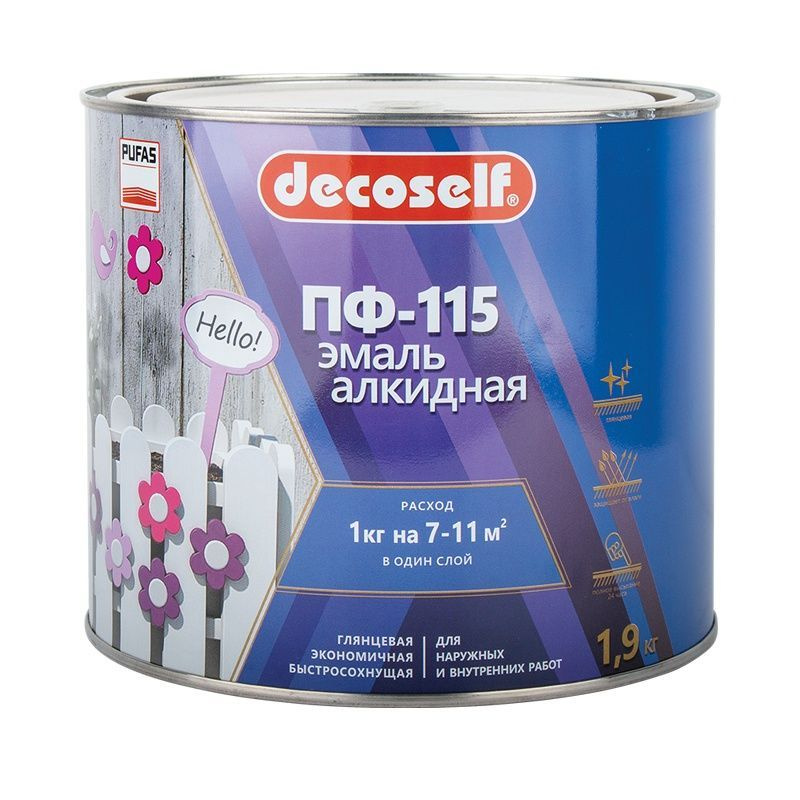 ПУФАС Эмаль ПФ-115 белая Decoself (1,9кг-1,4л) #1