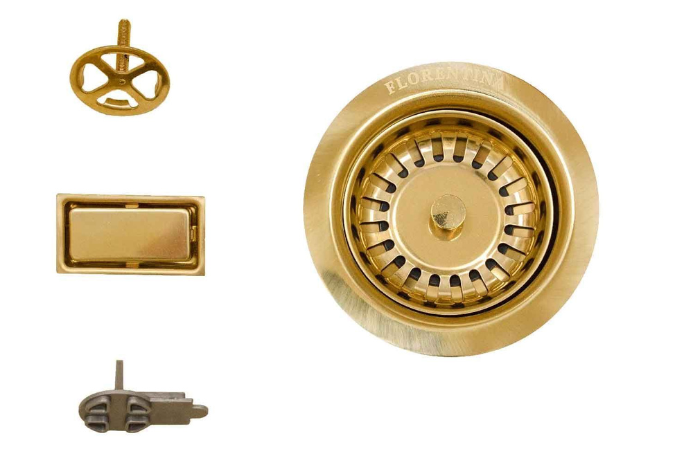 Комплект фурнитуры для выпуска большого Florentina FLVP-710 золото на кухонную мойку  #1