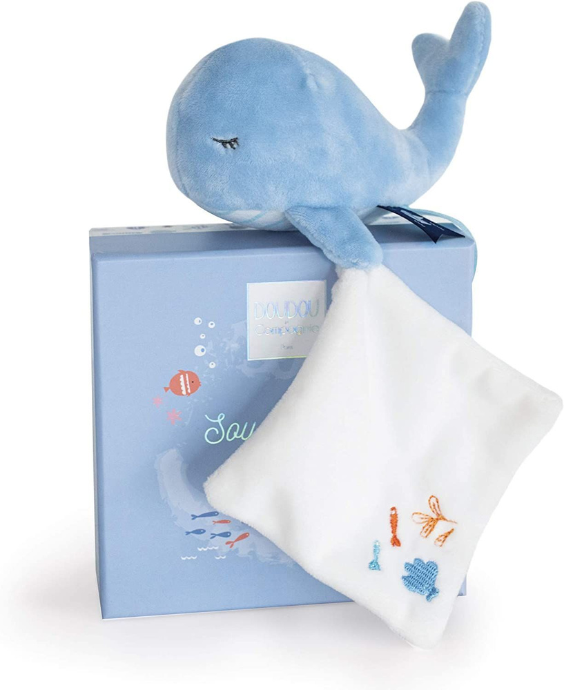 Кит с комфортером в ПОДАРОЧНОЙ коробке Франция, Doudou et compagnie,  Baleine doudou Bebe bleu - купить с доставкой по выгодным ценам в  интернет-магазине OZON (1000674041)