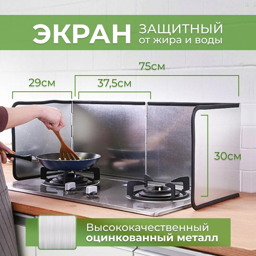 Защитный экран для кухни , экран от брызг , масла и жира . Панель для плиты ( из оцинкованного жаропрочного #1