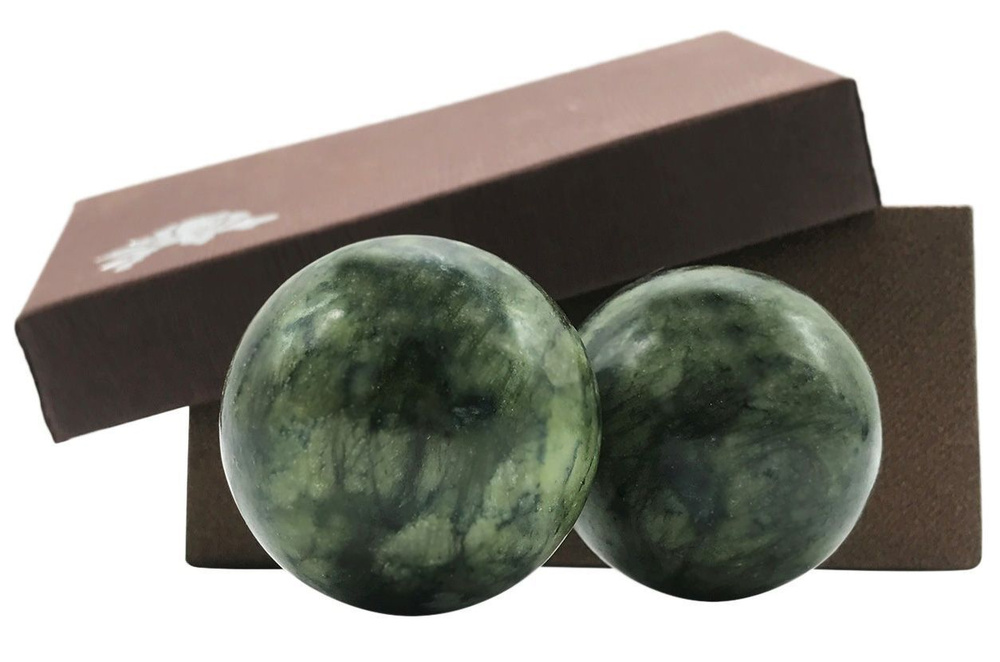 Массажные шары здоровья (шары Баодинга) камень нефрит 3,7 см зеленый ...