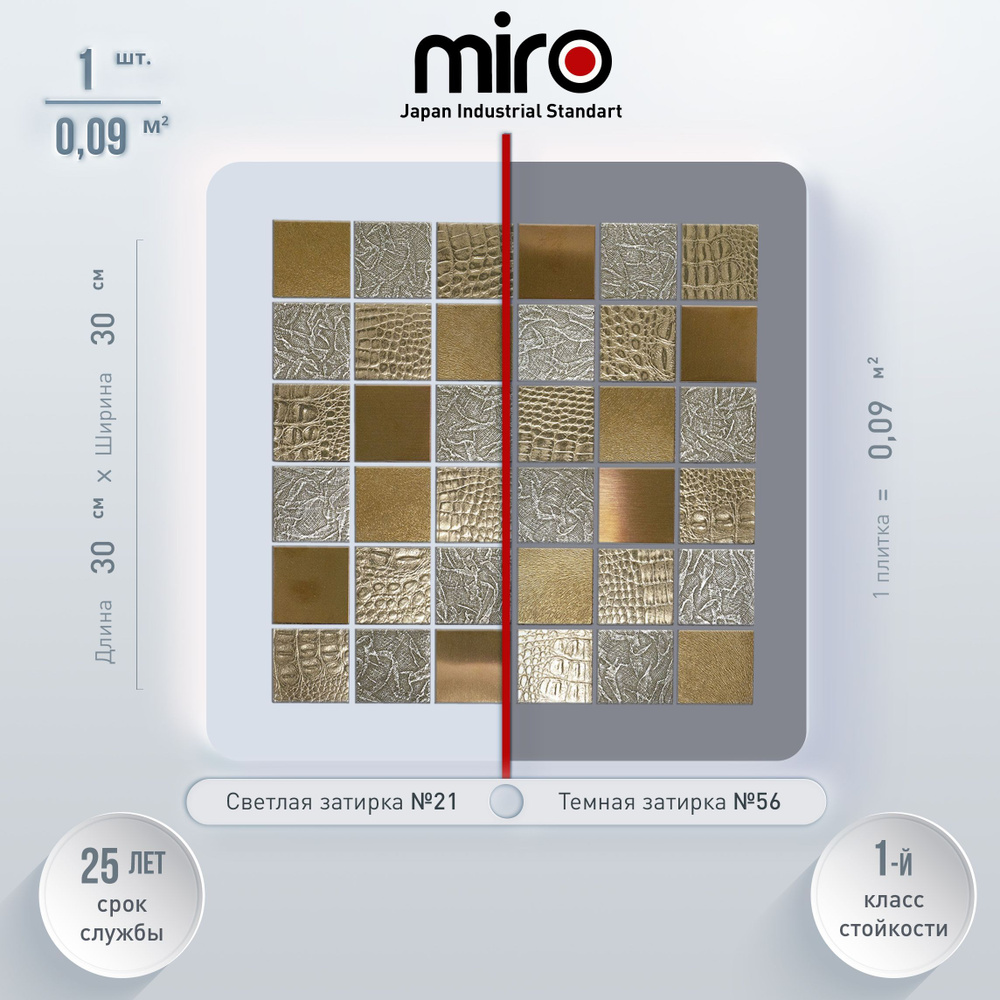 Плитка мозаика для кухни MIRO (серия Cuprum №5) на фартук моющаяся высокопрочная долговечная, размер #1