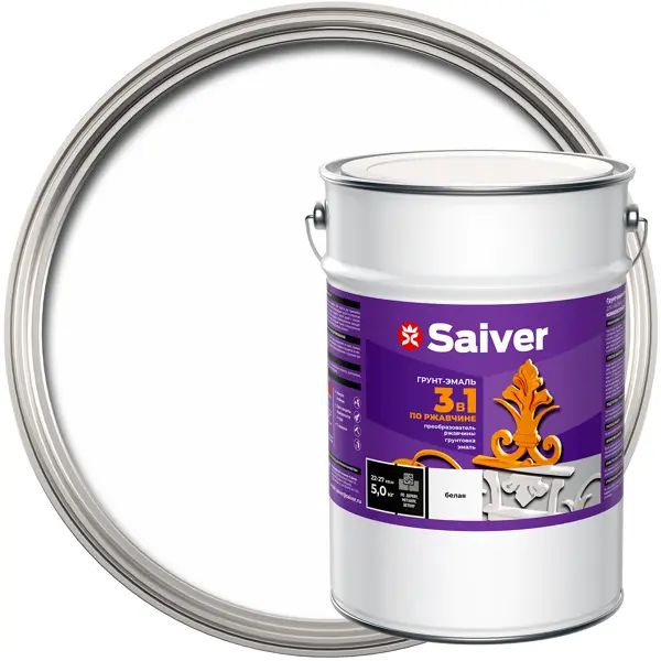 Антикоррозионная эмаль Saiver цвет белый 5.0 кг #1