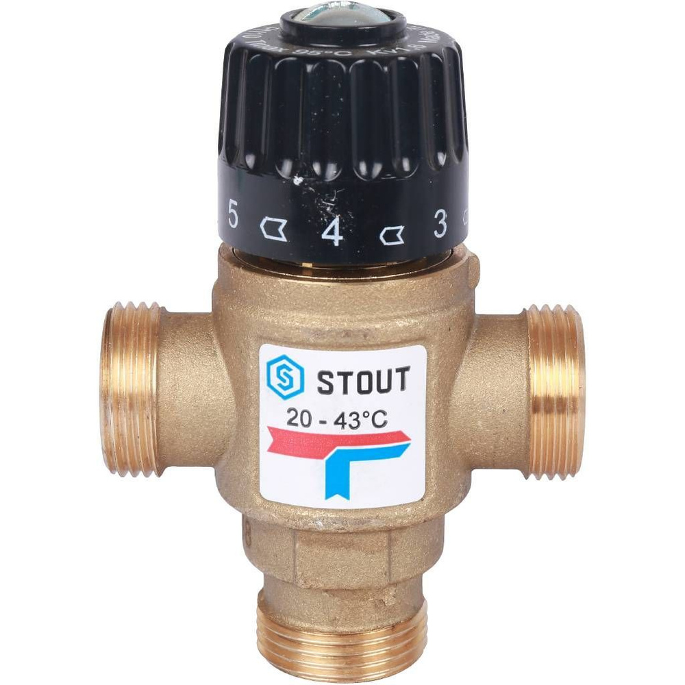 Трехходовой термостатический смесительный клапан Stout 3/4 НР 20-43С KVs 1.6  #1