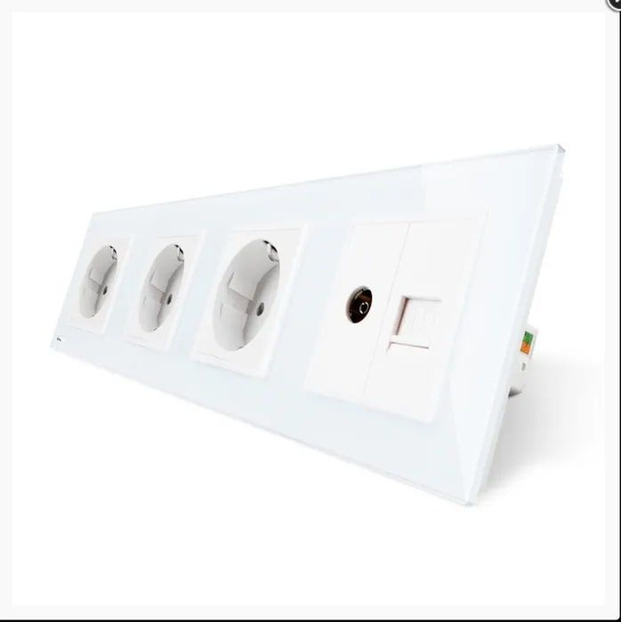 Розетка электрическая 220В три поста+Розетка ТВ-Компьютер LIVOLO ...
