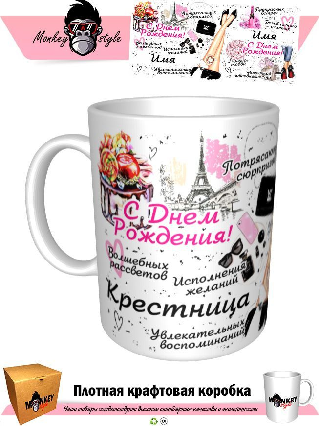 Кружка "Крестница. С днем рождения. BOSS", 330 мл, 1 шт #1