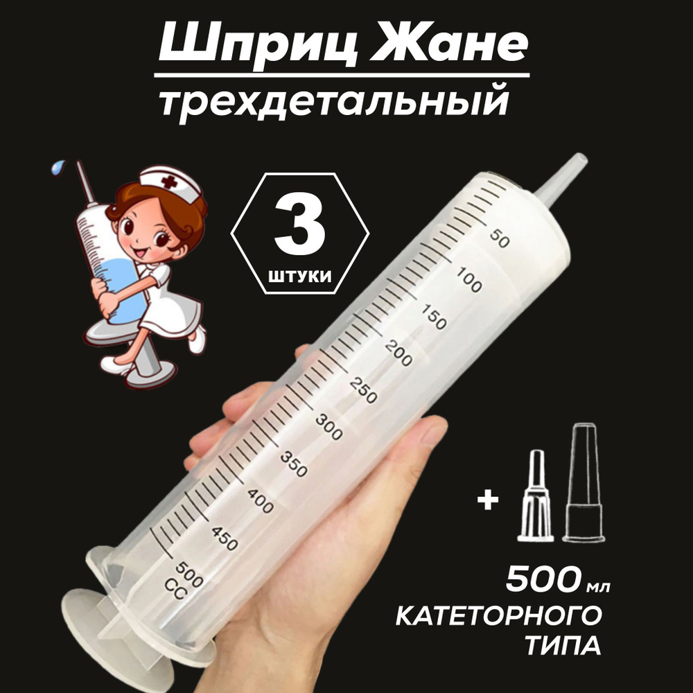 Шприц Шприц большой 500мл, /Шприц Жане/ Шприцы одноразовые/ Инъектор ...