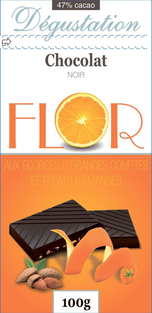 Шоколад FLOR темный с миндалем и апельсиновой цедрой, 100 г * 4 шт ...