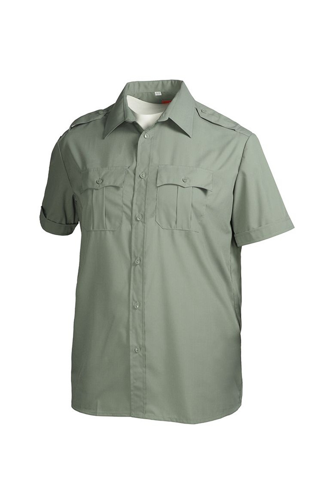 Рубашка мужская зеленая с коротким рукавом #1