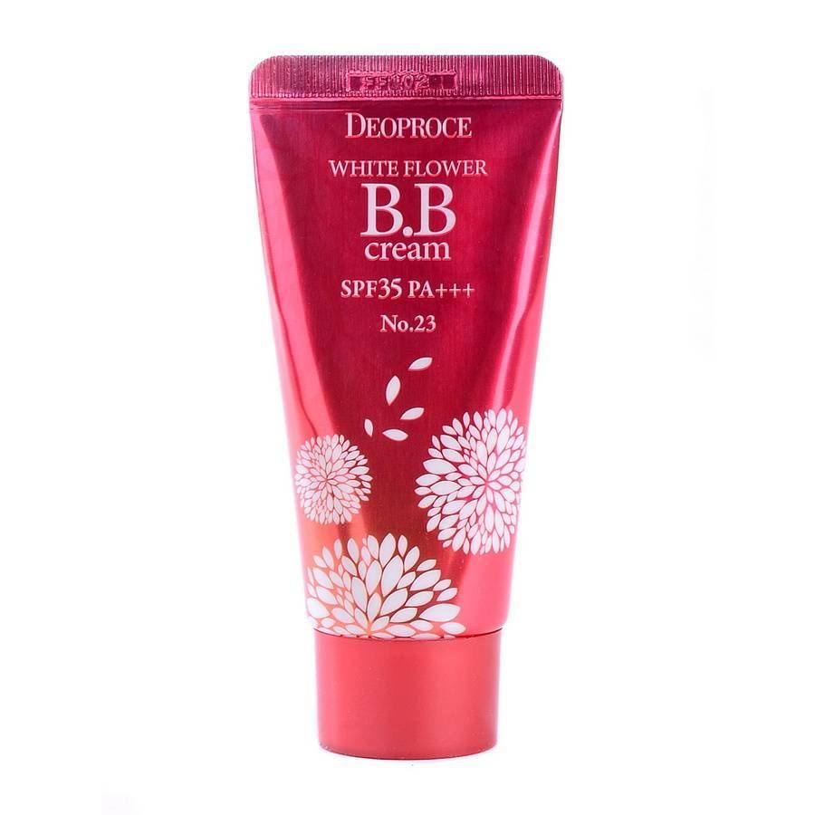 Солнцезащитный ББ-крем для лица с экстрактами белых цветов DEOPROCE WHITE FLOWER BB CREAM SPF35 PA+++ #1