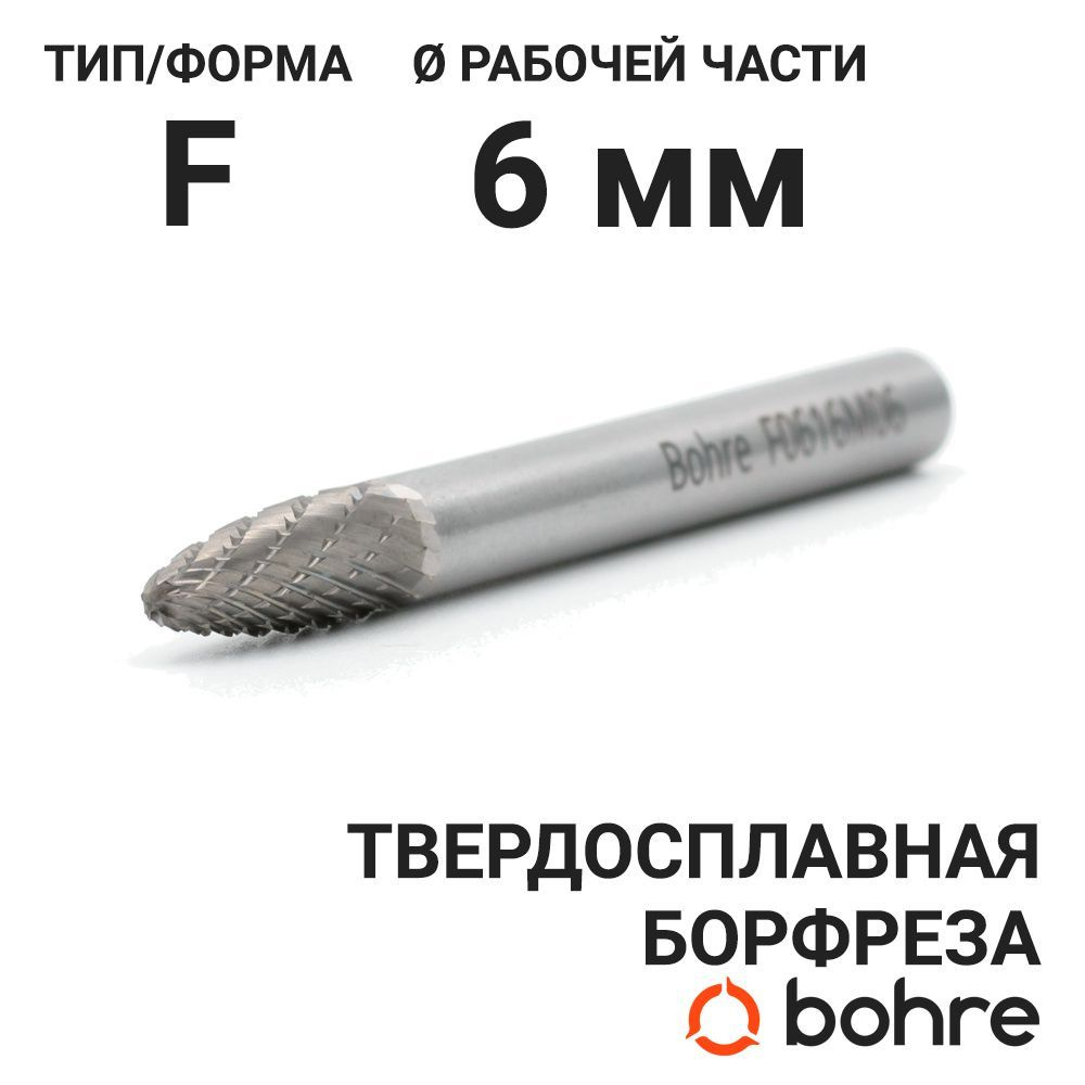 Конусная Борфреза Bohre сфероконическая F, 6х61 мм - купить по доступным  ценам в интернет-магазине OZON (265058671)