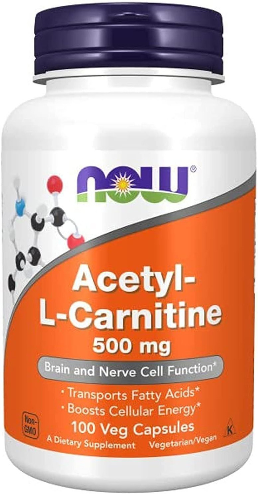 NOW Acetyl L-Carnitine 500 mg 100 капсул. Активизирует обменные процессы. Повышает выносливость и силу. #1