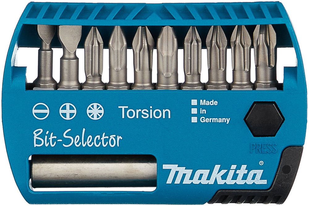 Набор бит Makita P-53724 Torsion Bit Selector, 10 шт.+ магнитный держатель  #1