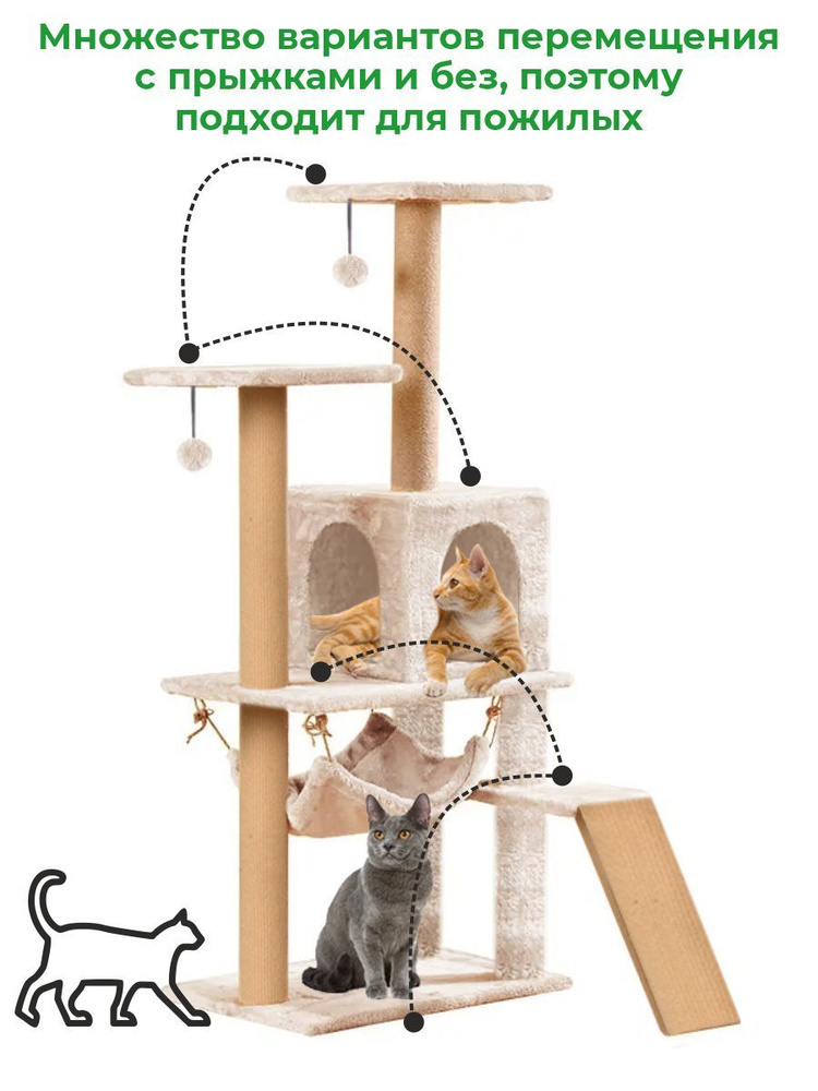 Когтеточка с домиком лестницей ZURAY 61х36х135 купить на OZON по низкой ...