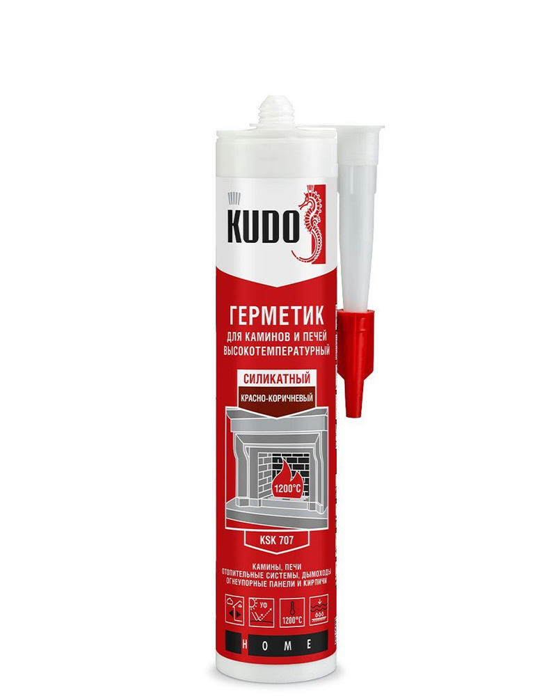 KUDO HOME KSK-707 герметик силикатный для печей и каминов до 1200С красно-коричневый 280 мл  #1