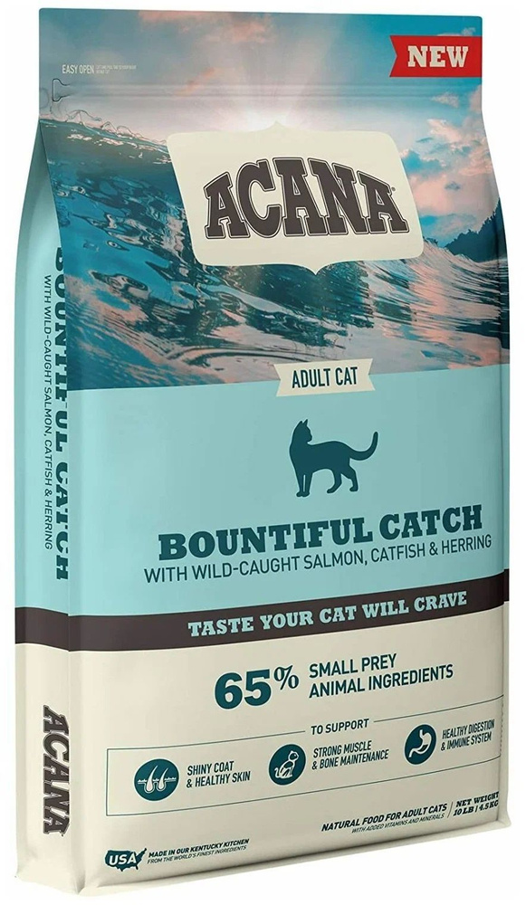 Acana Cat Bountiful Catch 4,5 кг сухой корм для кошек с лососем - купить с  доставкой по выгодным ценам в интернет-магазине OZON (1169901724)