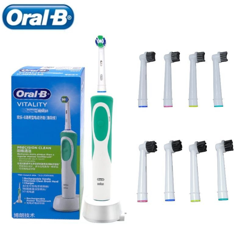 YUNCHI Электрическая зубная щетка Oral-B D12 Vitality, зеленый, черный  #1