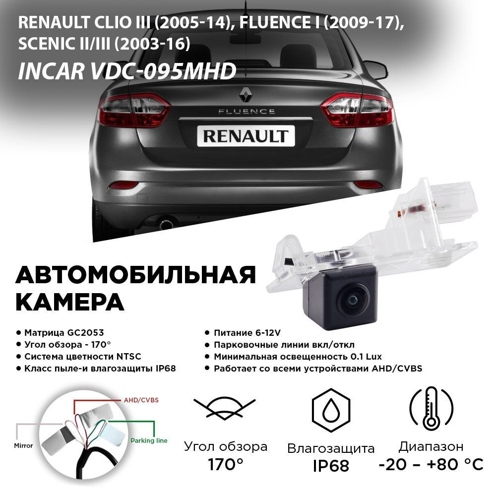 Камера заднего вида InCar VDC-095MHD купить по выгодной цене в  интернет-магазине OZON (1178495094)