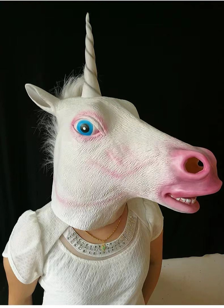 Маска единорога/головной убор лошади, латексная маска для Хэллоуина ...