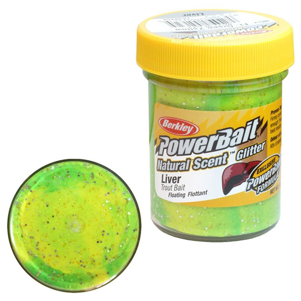 Паста форелевая Berkley PowerBait Natural Scent LIVER Fluo Green Yellow 50gr 1239488 #1