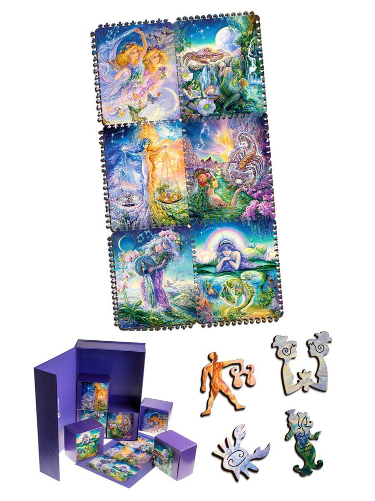 Деревянные пазлы DaVICI "Знаки зодиака. Стихии Воды и Воздуха", 33х61 ...