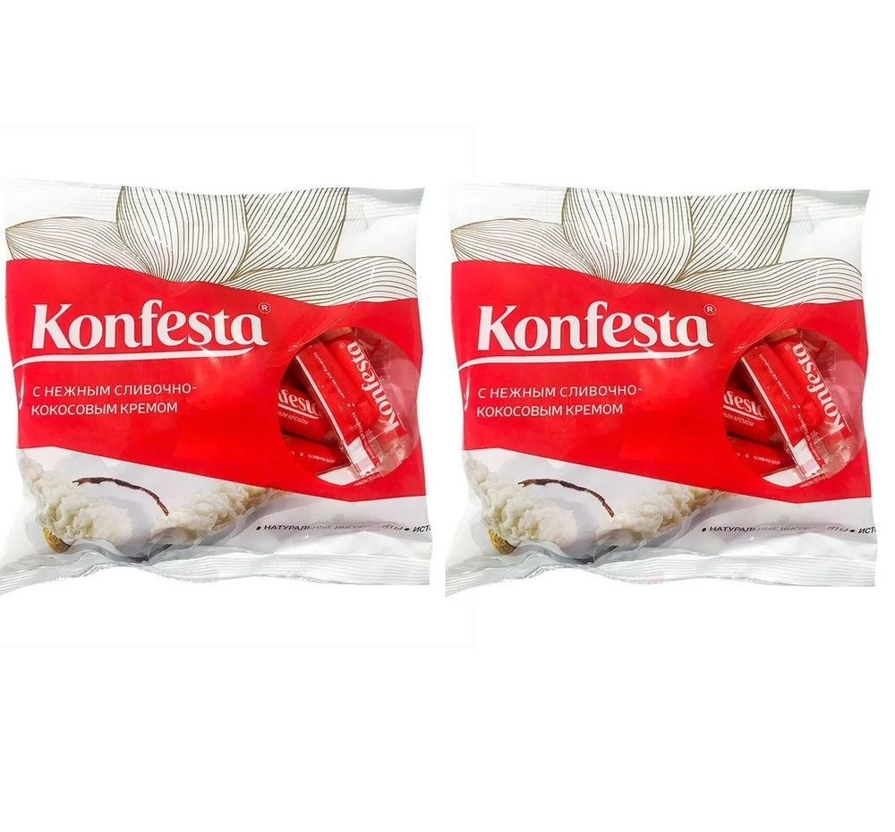 Конфеты глазированные Konfesta с кокосовой начинкой 2 уп по 180 г  #1