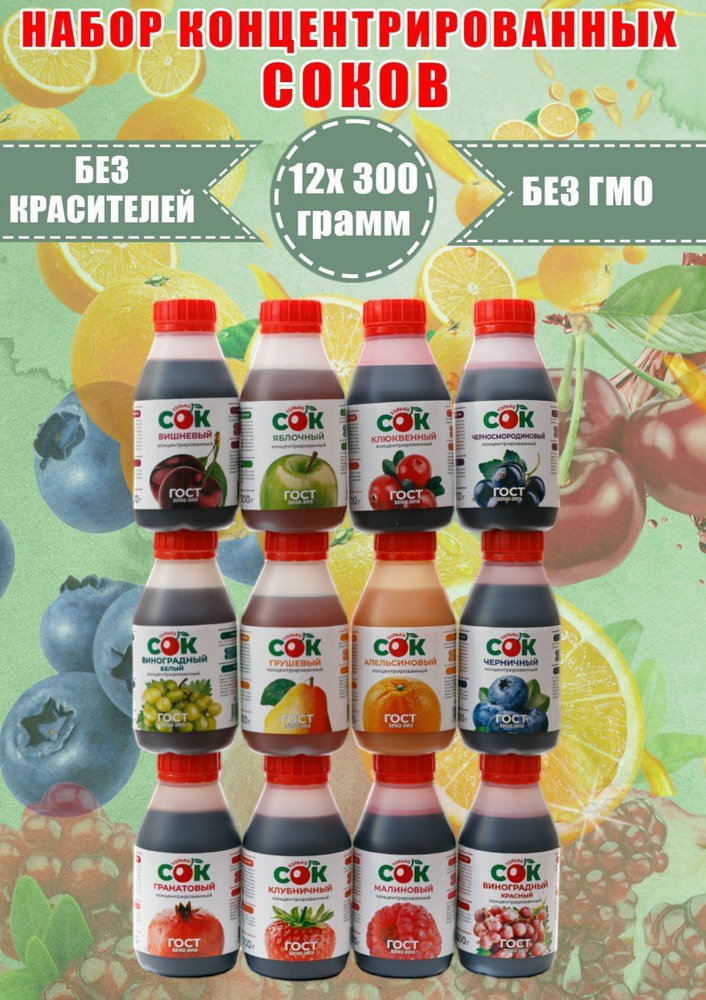 Концентрированный сок набор 12 вкусов по 300 мл - купить с доставкой по ...