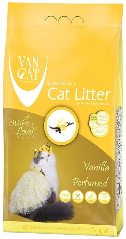 Van Cat Комкующийся наполнитель без пыли с ароматом Ванили, пакет (Vanilla), 5 кг  #1