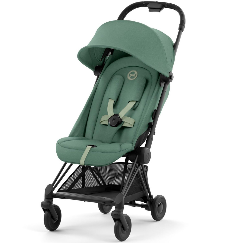 Прогулочная коляска для путешествий Cybex Coya с дождевиком, цвет Leaf Green (шасси Matt Black) зеленый #1