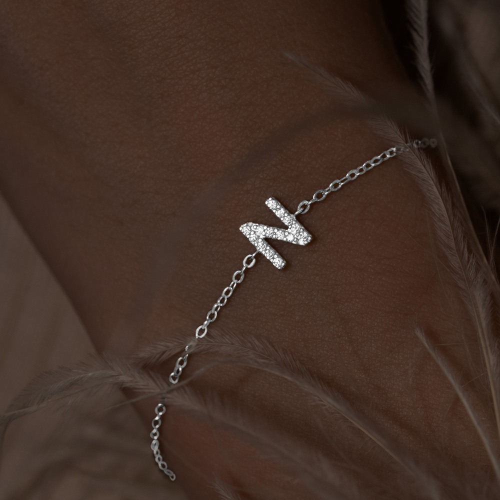 SILVERME Браслет с буквой Н серебро 925 с фианитами - купить с ...