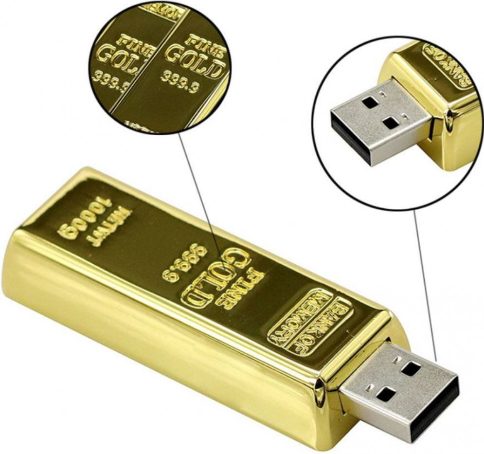 USB флешка сувенирная подарочная золотой слиток 32 ГБ #1