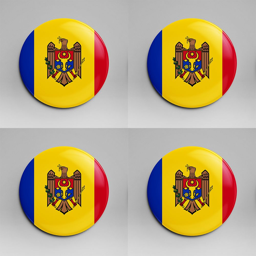 Набор из 4 магнитов 58 мм флаг Молдова #1