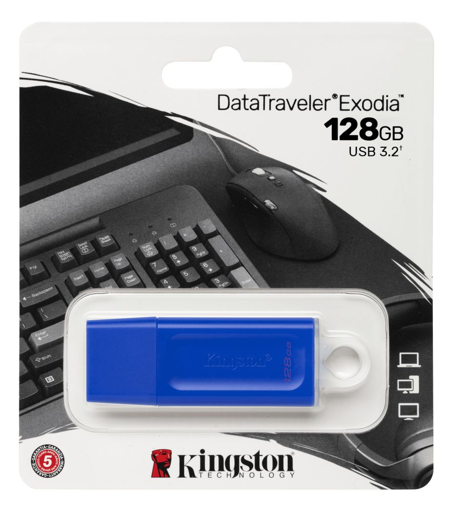 USB Флеш-накопитель Kingston DataTraveler Exodia, 128 Гб, USB 3.2 gen.1, синий KC-U2G128-7GB  #1