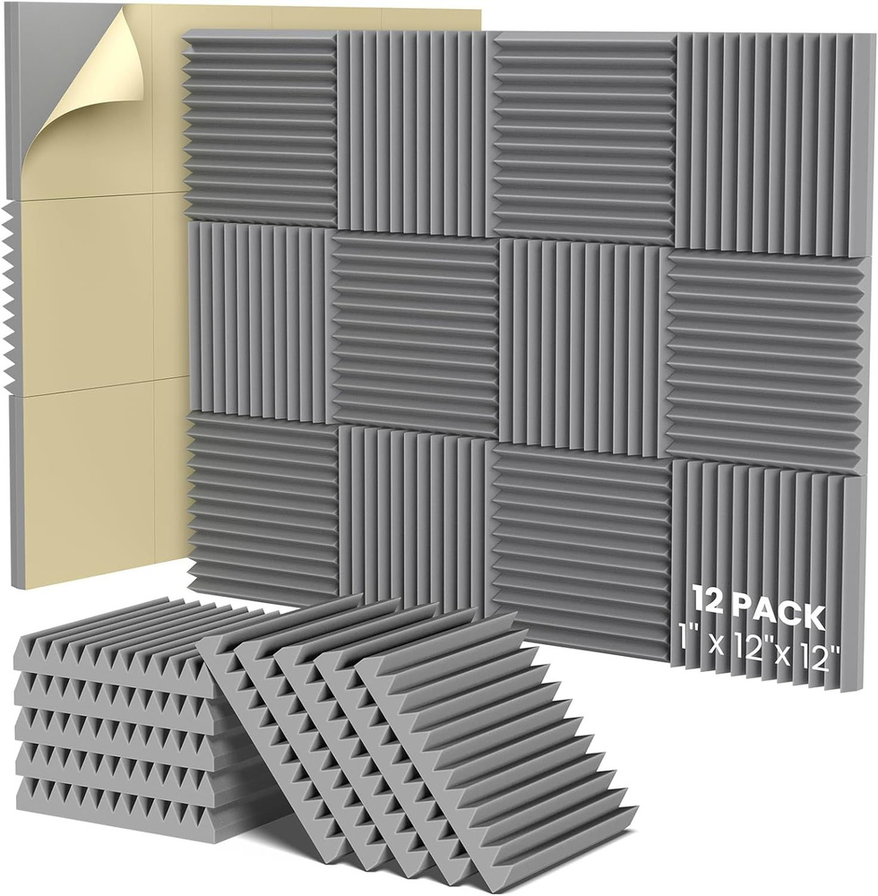 12 шт., 30x30x2,5 см, самоклеящиеся студийные акустические ...