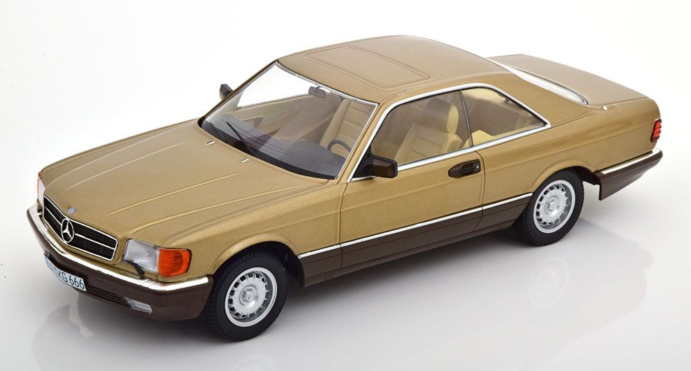 Модель коллекционная Mercedes W126 500 sec C126 kalle 1987 golden metallic #1