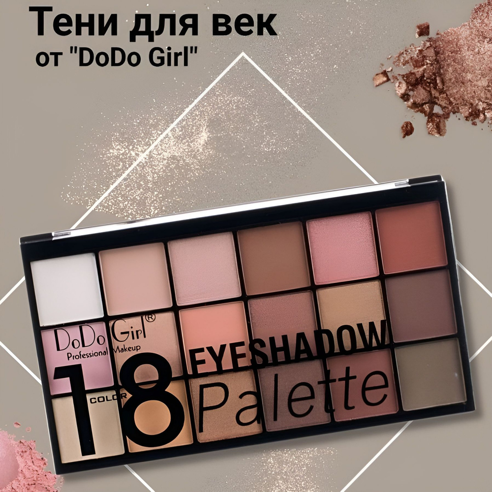 Тени для век, 18 оттенков, палетка теней для век нюдовые, тон 01 ...