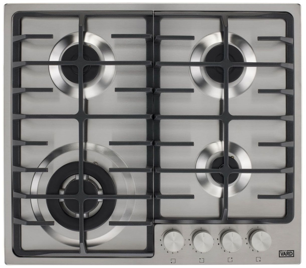 Газовая варочная панель на металле VARD VHGS6434X, нержавеющая сталь ...