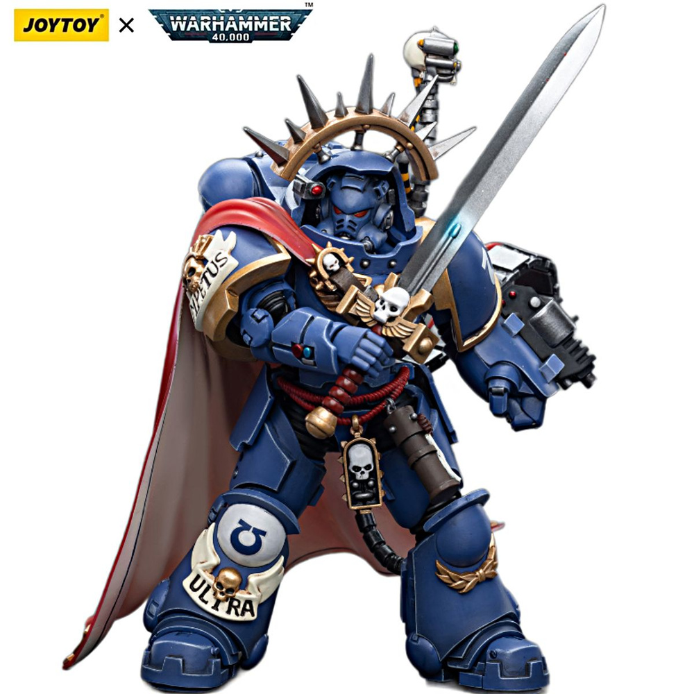 Подвижная фигурка JOYTOY Warhammer 40K 1/18 Капитан Ультрамаринов в  доспехах Грависа Подарочная модель