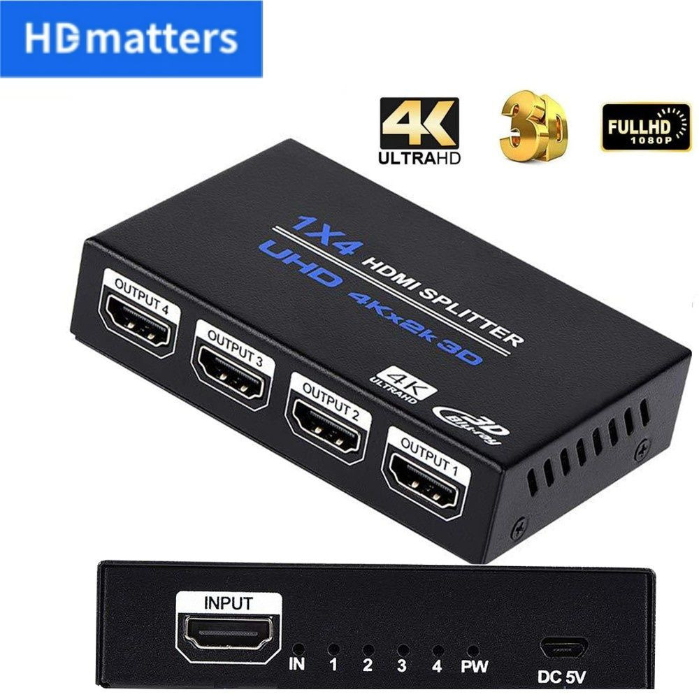 HDMI сплиттер 1 в 4 выхода 4K@30Hz источник видео отображает ...