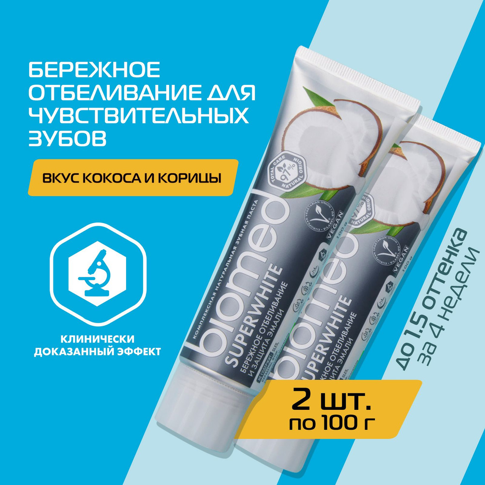Отбеливающая зубная паста для чувствительных зубов BIOMED SUPERWHITE с ...