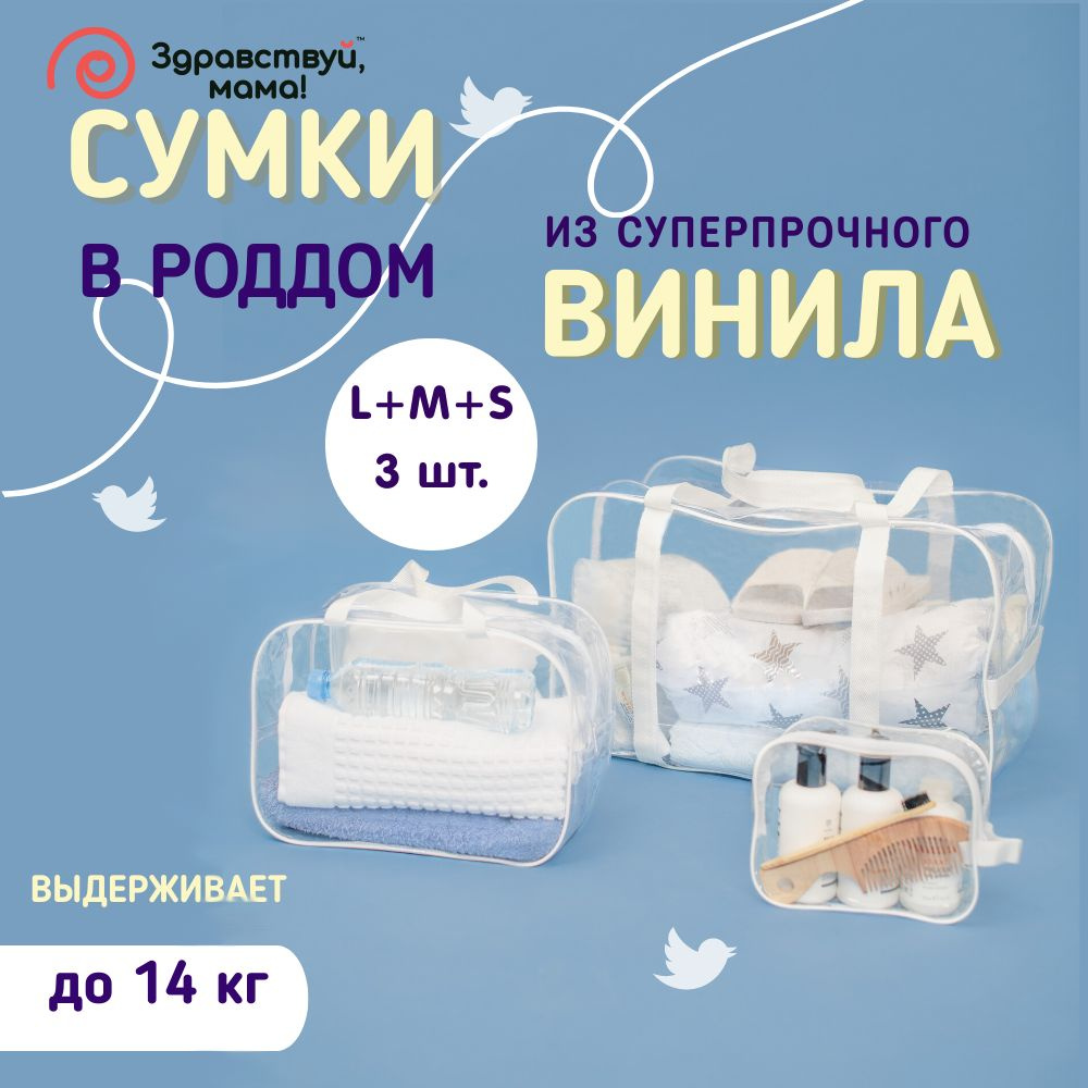 Сумка в роддом прозрачная готовая для мамы и малыша 