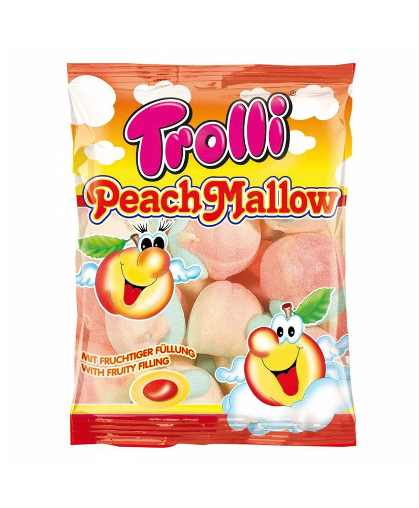 Зефир Trolli Peach Mallow персиковый с фруктовой начинкой 150 гр #1