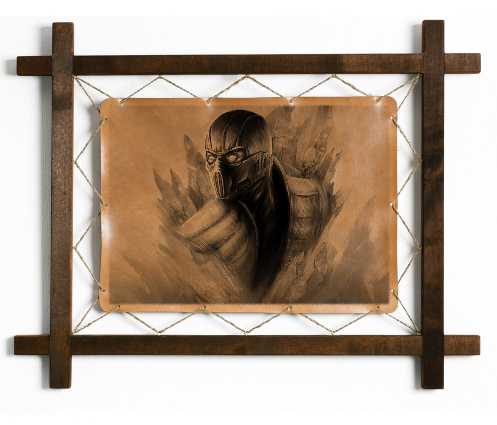 Картина \"Саб-Зиро, Мортал Комбат\", гравировка на натуральной коже ...