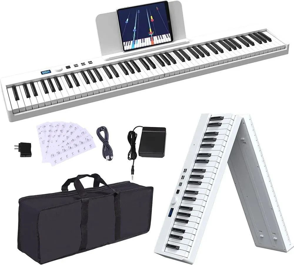 Синтезатор цифровое пианино Xiaomi Portable Folded Electronic Piano (PJ88C)  White - купить с доставкой по выгодным ценам в интернет-магазине OZON  (1403618236)