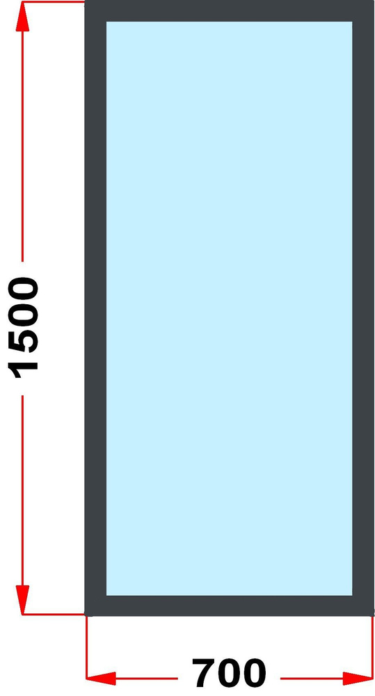 Окно из профиля Grunder 60 мм (1500 x 700), не открывающееся, стеклопакет 2 стекла, темно-серое снаружи, #1