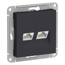 1 шт. Systeme Electric AtlasDesign Карбон Розетка двойная компьютерная RJ45+RJ45, кат.5E, механизм, ATN001085